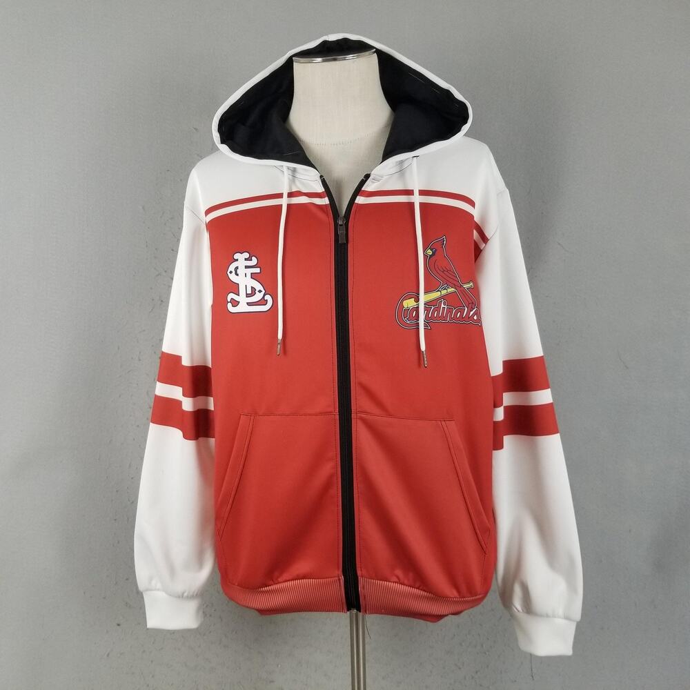 St. Louis Cardinals Jacket Mens Medium‎ Red White MLB Baseball Hoodie Dyhkmily